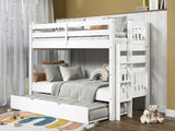 Twin over Twin Mission Style with End Ladder and a Twin Trundle, White