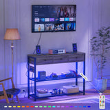 Console Table for Entryway with Power Strip, Entryway Table with RGB LED Lights