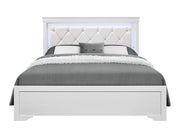 Global Furniture USA Pompei Metallic White Full Bed w/LED Light