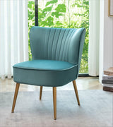 Modern Velvet Accent Chair for Living Room, Bedroom, or Entryway, Stylish and Comfortable Armless Design with Metal Legs, Teal