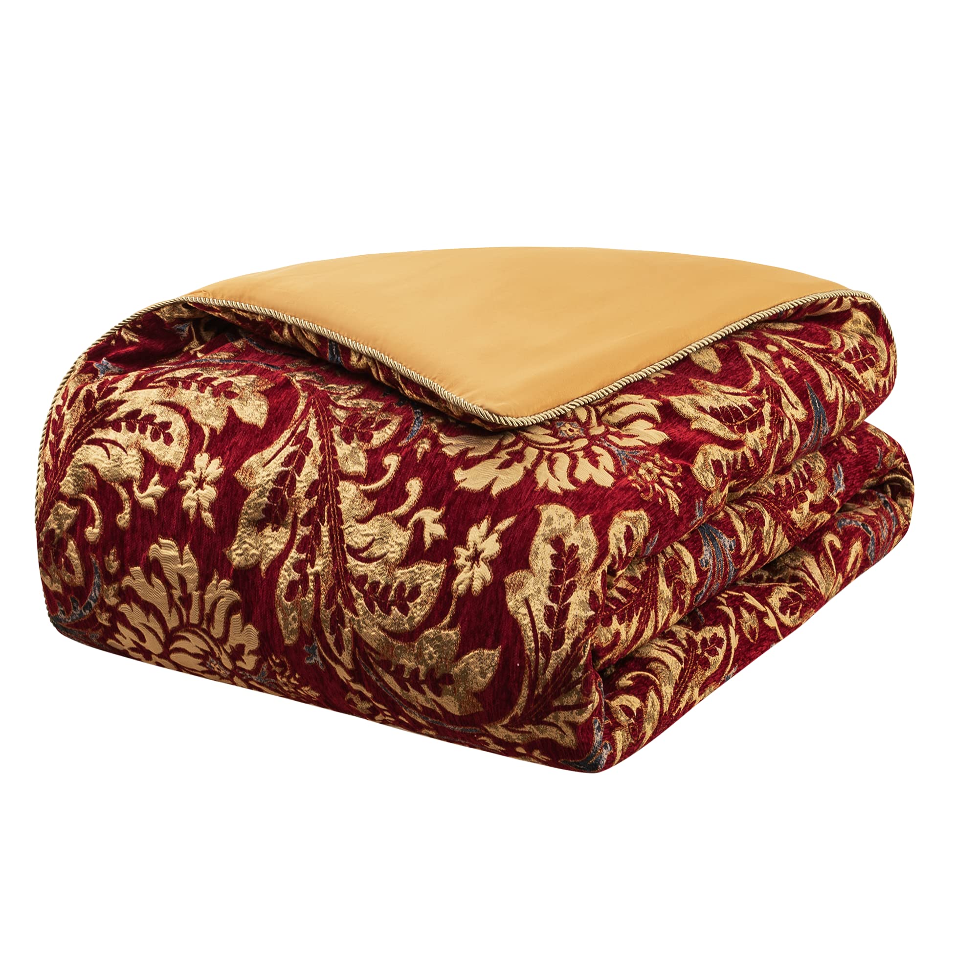 9-Piece Chenille Jacquard Comforter Set - Luxury Floral Bedding Queen