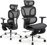 Mesh Office Chair with Footrest, High Back Computer Desk Chair with Adjustable Headrest