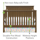 Child Craft Sheldon Crib and Dresser Nursery Set, 2-Piece, Includes 4-in-1 Convertible Crib and 3-Drawer Dresser, Grows with Your Baby (Cocoa Bean Brown)