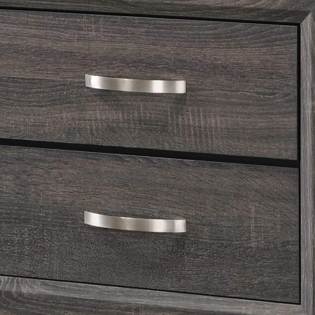 Nightstand with 2 Drawers and Chamfered Legs, Gray and Black