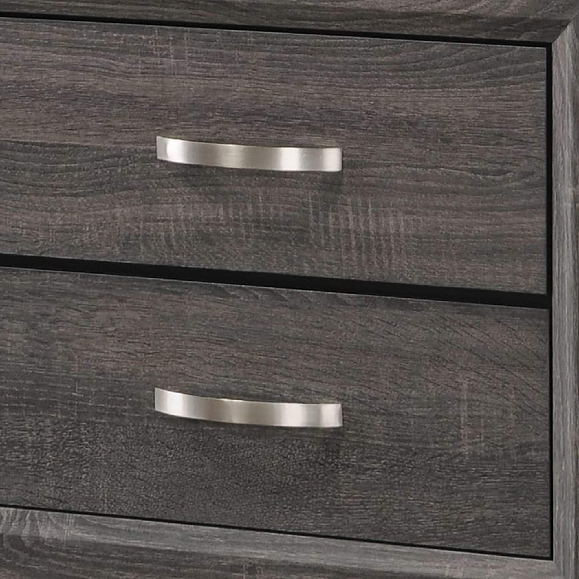Nightstand with 2 Drawers and Chamfered Legs, Gray and Black
