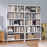 5-Tier Bookshelf, White Bookshelf with Storage Shelves, Metal Bookshelves, 69"
