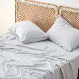 Bedsure Cooling Sheets for Queen Size Bed Set, Polyester & Rayon Derived from Bamboo, Breathable & Wrinkle Free, Silky Soft with 16 Inch Deep Pocket Bed Sheets - Light Grey