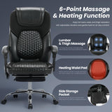 Executive Office Chair with Massage, Heat & Footrest - Ergonomic High-Back Recliner
