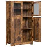 Storage Cabinet with 4 Doors, Floor Storage Cabinet with 2 Shelves, Bathroom Storage