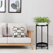 Plant Stand indoor outdoor - 2 Tier black Tall Metal Flower Pot Holder Potted