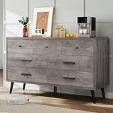 Dark Rustic Oak 7 Drawer Dresser, 47" W Large Double Dresser Chest of Drawers