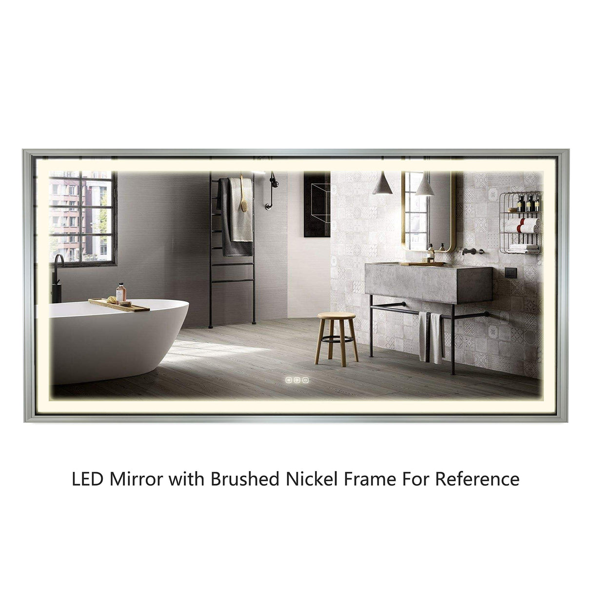 B&C 72"x36" Lighted Bathroom Mirror Wall Mounted|High Lumen LED Lights with CRI>95| Plug/Wall Switch Ready|Vertical or Horizontal|Defogger and Dimmer with Memory|Touch Switch|Non-Copper Silver Backed