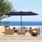 15ft Patio Umbrella with Base,Large Outdoor Double-Sided Rectangle Umbrella