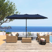 15ft Patio Umbrella with Base,Large Outdoor Double-Sided Rectangle Umbrella