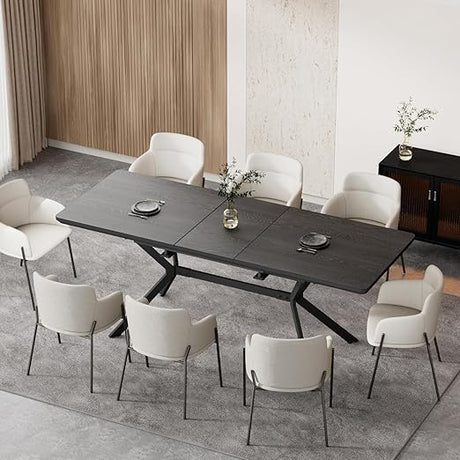 Extendable Dining Table for 6-8 Persons, Modern Dining Room Table from 56.6'' to 72.4'',