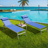 Patio Chaise Lounge Set, Aluminum Pool Lounge Chairs with 5 Adjustable Position