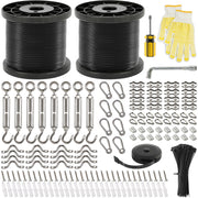 400 Ft String Light Hanging Kit Outdoor, Nylon Coated Stainless Steel 304 Wire Rope