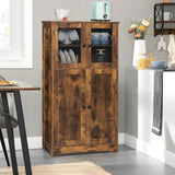 Storage Cabinet with 4 Doors, Floor Storage Cabinet with 2 Shelves, Bathroom Storage