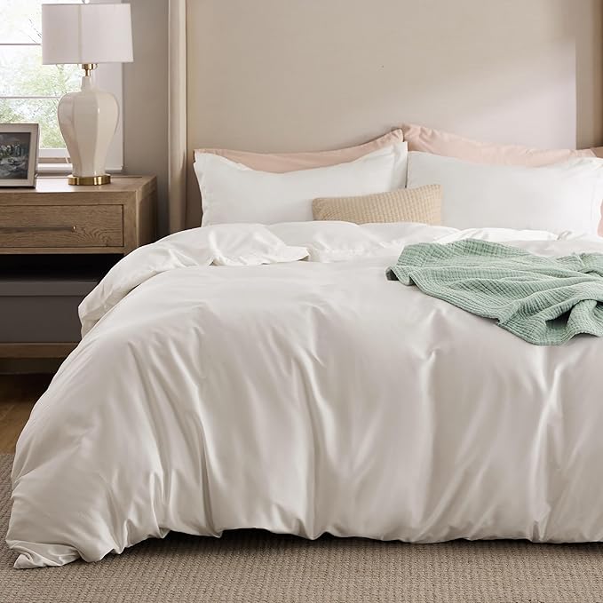 Cotton Duvet Cover Queen Size - Moisture Wicking and Silky Eucalyptus Lyocel