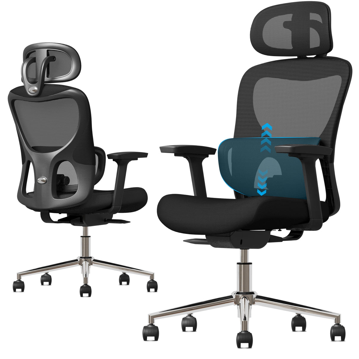 Ergonomic Mesh Office Chair, Swivel Desk Chair with Adjustable Lumbar Support, 3D