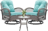Swivel Patio Chairs, Outdoor Rocker Table and Chairs 3 Piece Bistro Set 360° Rattan Wicker