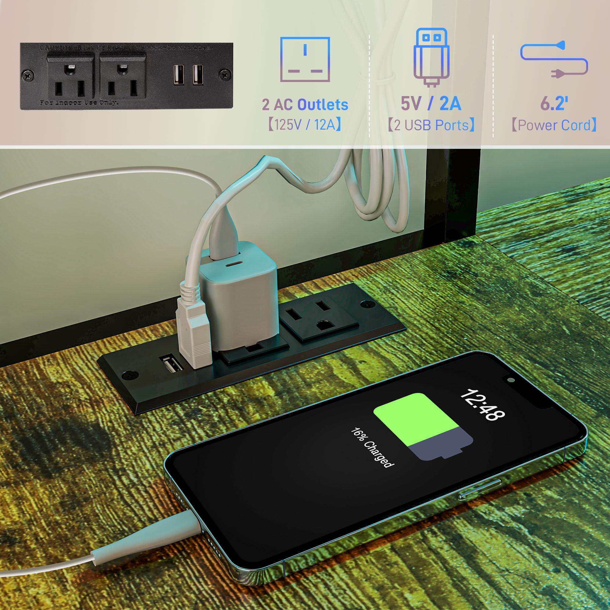 Twin Size with L-Shaped Desk, LED Lights, Charging Station, for Teens Adults, Twin Loft