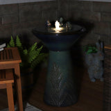 Gathering Birds 28-Inch Outdoor Garden Fountain - Outdoor Water Feature with LED Lights