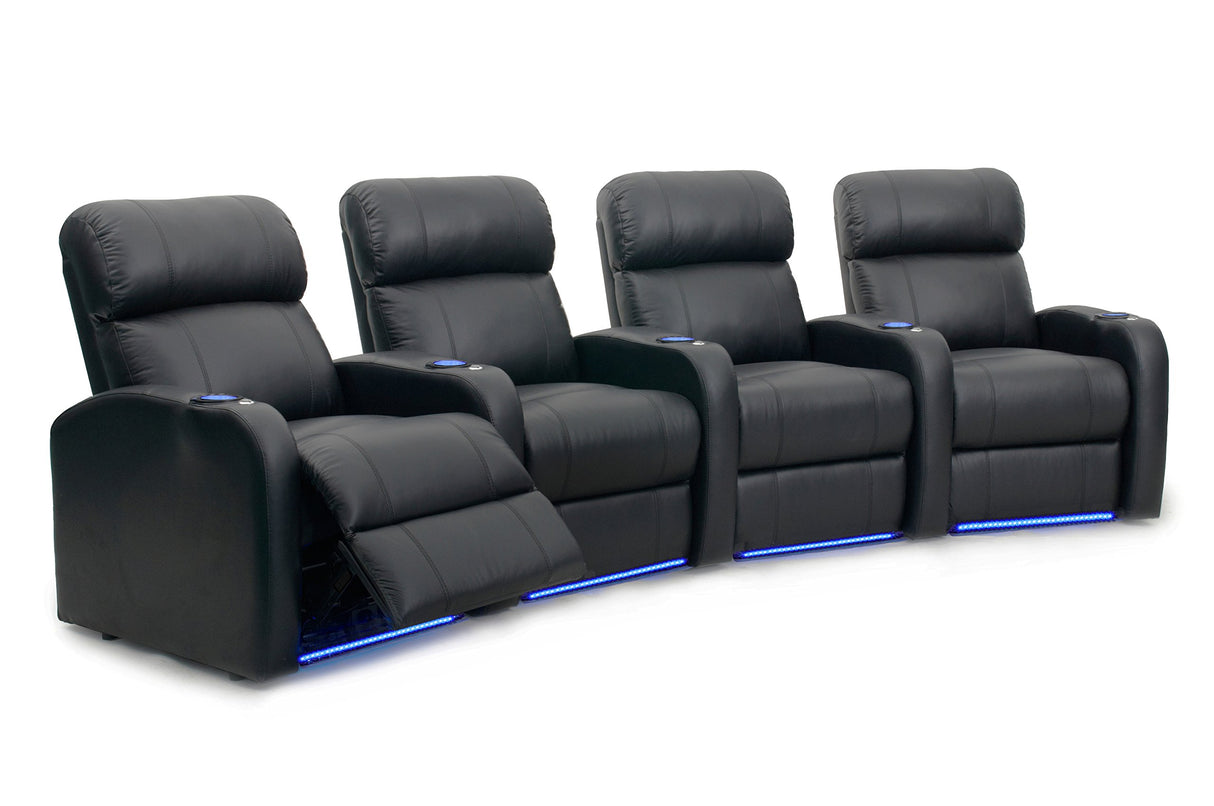 Diesel XS950 Home Theater Seats Black Top-Grain Leather - Memory Foam