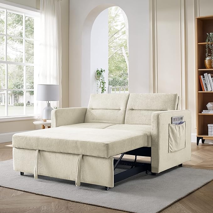 76.8'' Pull Out Sleeper Reversible Sectional Storage Sofa Bed, Convertible Velvet Corner Sofa Bed and Reversible