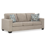 Signature Design by Ashley Deltona Contemporary 2-in-1 Sofa Sleeper with Folding Gel Memory Foam Mattress and 2 Accent Pillows, Queen, Beige