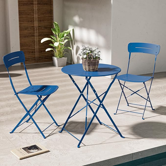 Premium Frame Patio Bistro Set, Colorful Folding Outdoor Patio Furniture Sets