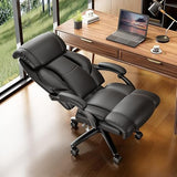 Reclining Office Chair, High Back Executive Office Chair 400lbs, Brown Leather Home