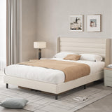 Queen Upholstered Bed Frame with Velvet Headboard