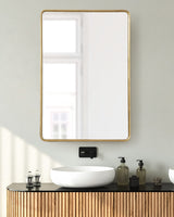 Caskill Glam Rounded Rectangle Hanging Wall Mirror for Modern Home Decor Design