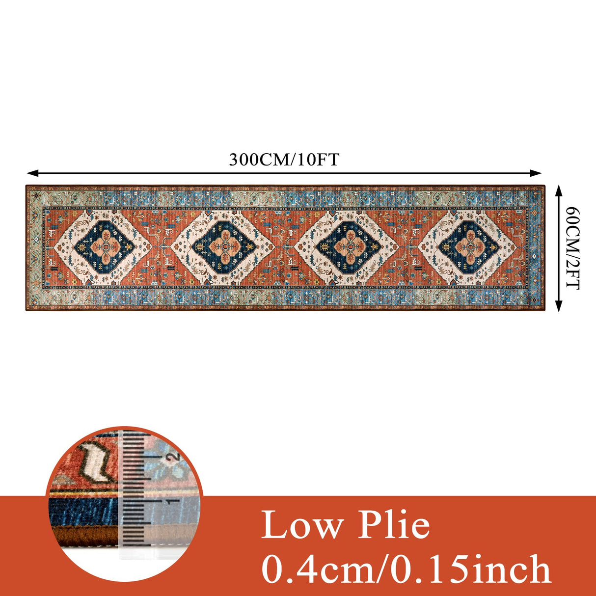 Boho Runner Rugs for Hallway 2x10 Extra Long Washable Non-Slip Hallway