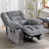 Overstuffed Massage Recliner Chairs with Heat and Vibration, Soft Fabric Single Manual