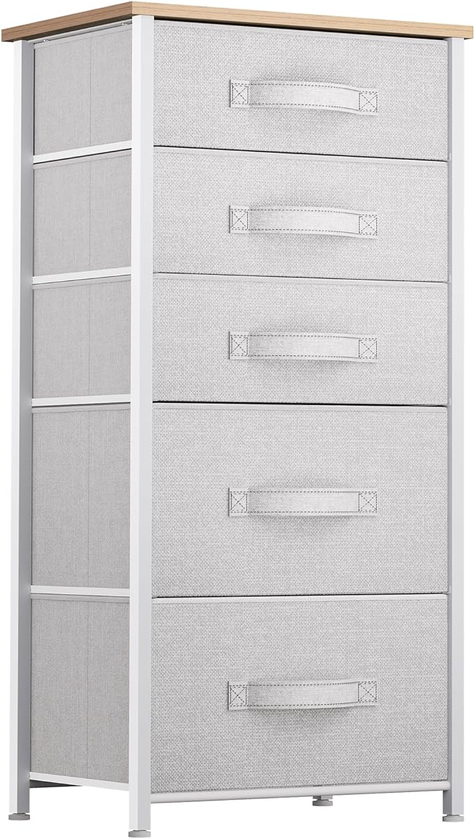 Purple Fabric Dresser Drawer, Tall Storage Dresser with 8 Drawers