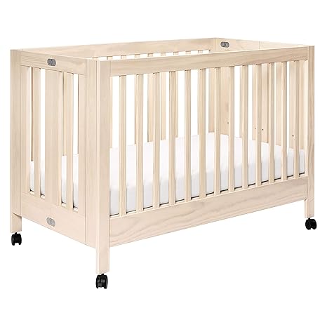 Maki Full-Size 2-in-1 Portable Folding Crib with Toddler Bed Conversion Kit in White