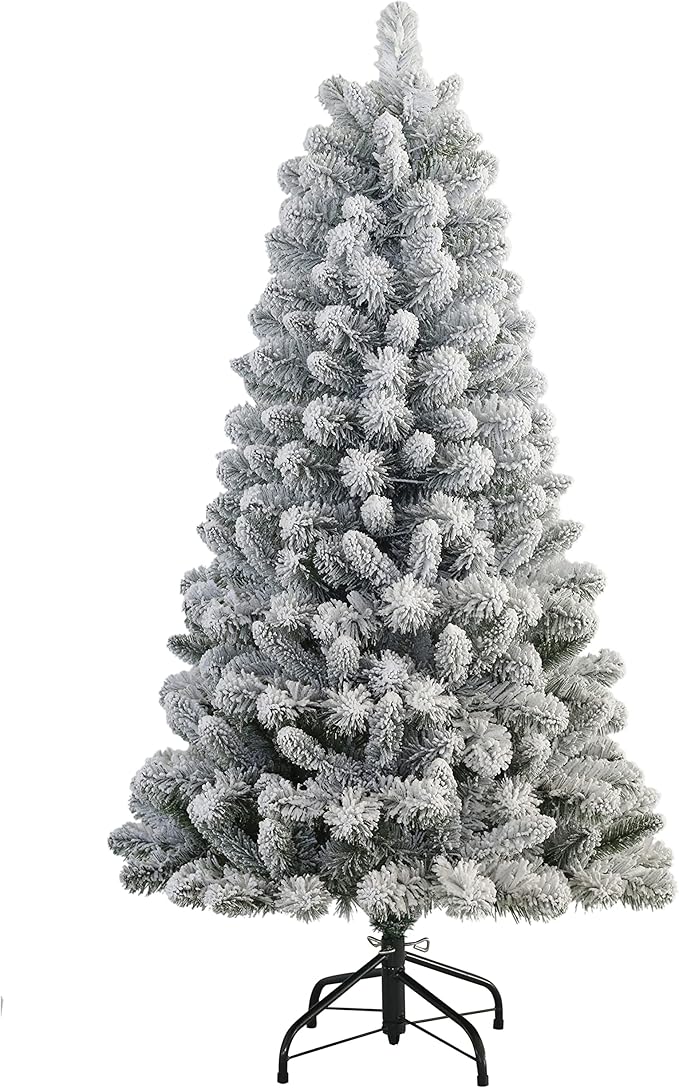 4.5' Flocked Virginia Pine Unlit Artificial Christmas Tree with Stand