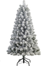 4.5' Flocked Virginia Pine Unlit Artificial Christmas Tree with Stand