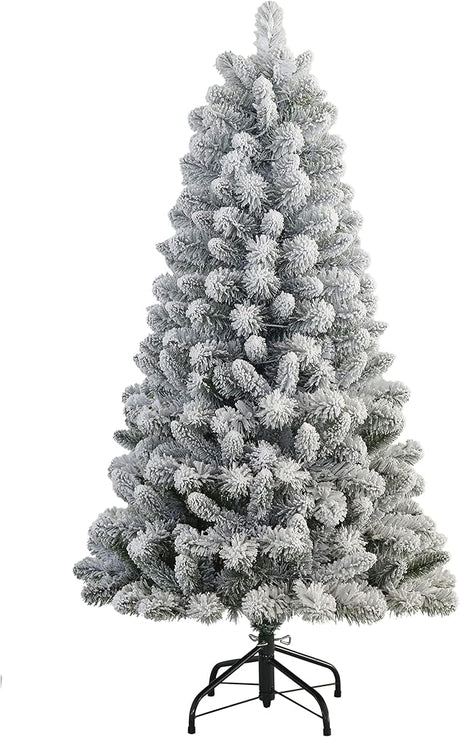 4.5' Flocked Virginia Pine Unlit Artificial Christmas Tree with Stand