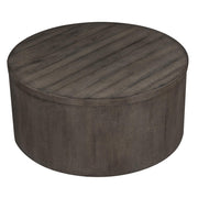 Modern Farmhouse Drum Cocktail Table, W38 x D38 x H18, Dark Gray