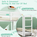 Bunk Bed Twin Over Twin, Floor Bunk Bed with Ladder, Solid Wood Low Twin Bunk Beds