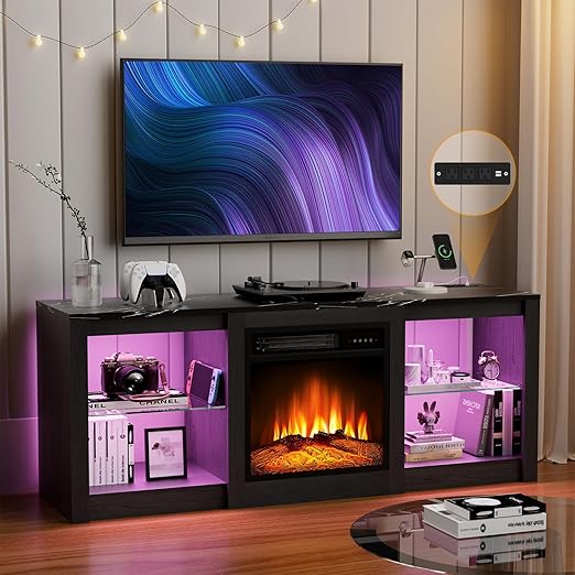 Electric Fireplace TV Stand-Led Entertainment Center-70 inch TV Stand