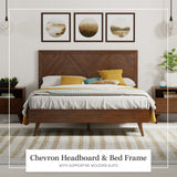 Mahogany Wood Platform Bed Frame with Headboard | King, Walnut