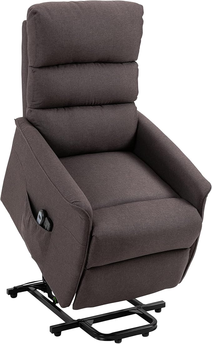 HOMCOM Power Lift Recliner Chair for Elderly, Easy Assembly, Fabric Lift Chair for Adults, Recliner Sofa with Remote Control, Side Pockets for Living Room, Gray