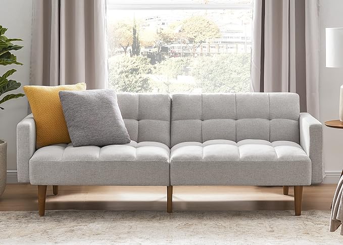 Aaron Futon Sofa Bed – Mid-Century Modern Sleeper Sofa, Small Loveseat Couch