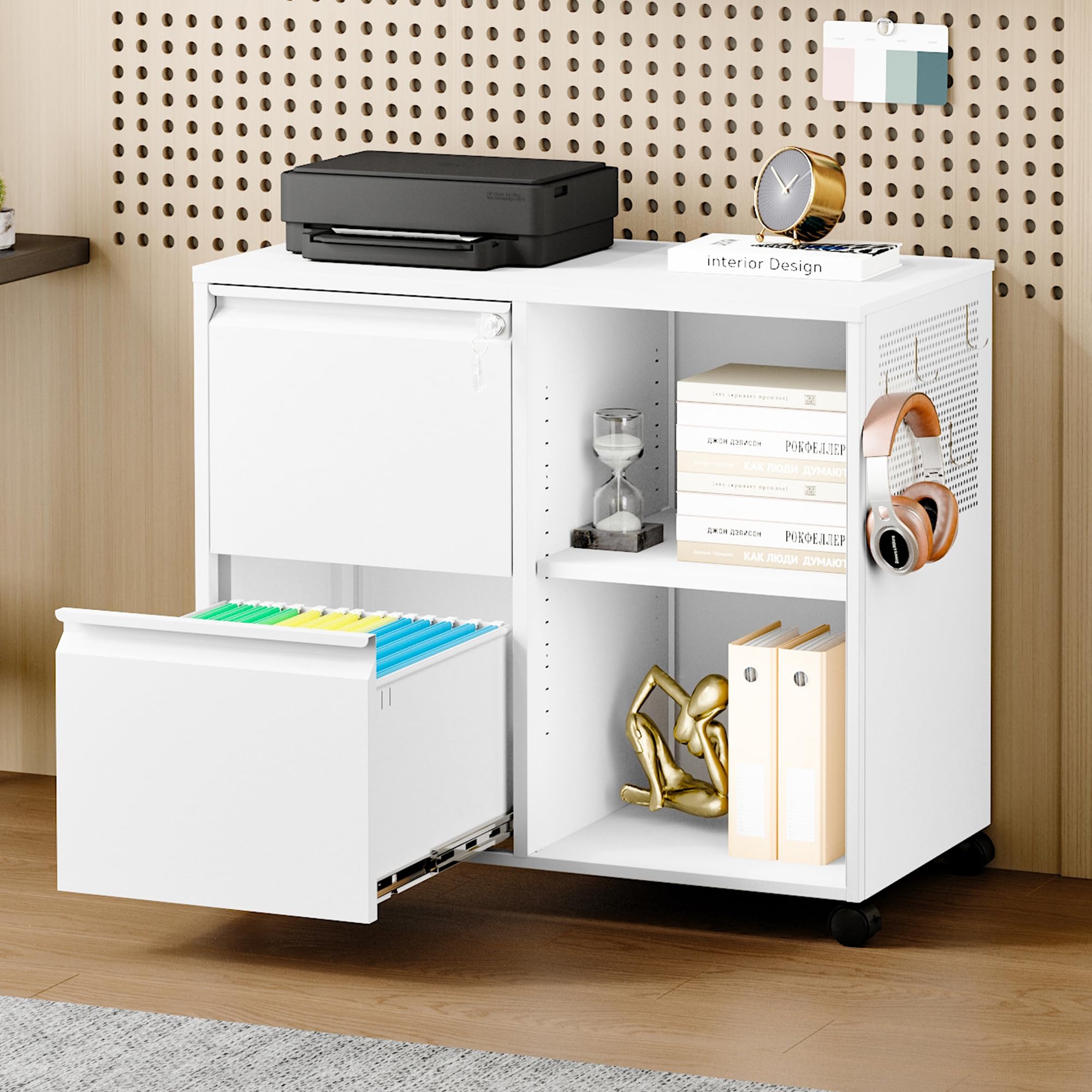 Metal File Cabinet,Lockable Lateral Filing Cabinet for Letter/Legal/A4 Size Files
