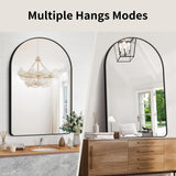 Arched Bathroom Mirror, 30"x48" Black Arched Mirror for Bathroom, Wall Mounted Mirror, Black Vanity Wall Mirror w/Metal Frame for Bedroom, Entryway, Living Room, Vertically Hanging