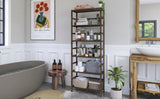 Bookshelf and Ladder Shelf, Bamboo Freestanding Open Storage Shelving Unit